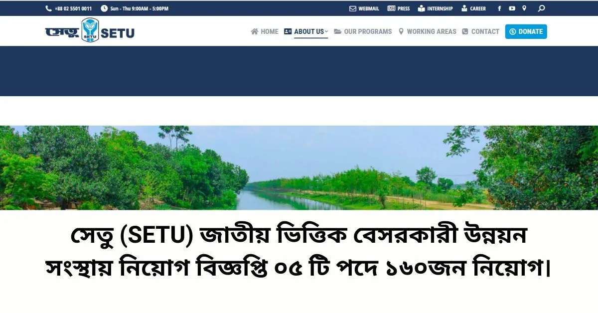 বেসরকারি চাকরির খবর। সেতু (SETU) জাতীয় ভিত্তিক বেসরকারী উন্নয়ন সংস্থা 1।