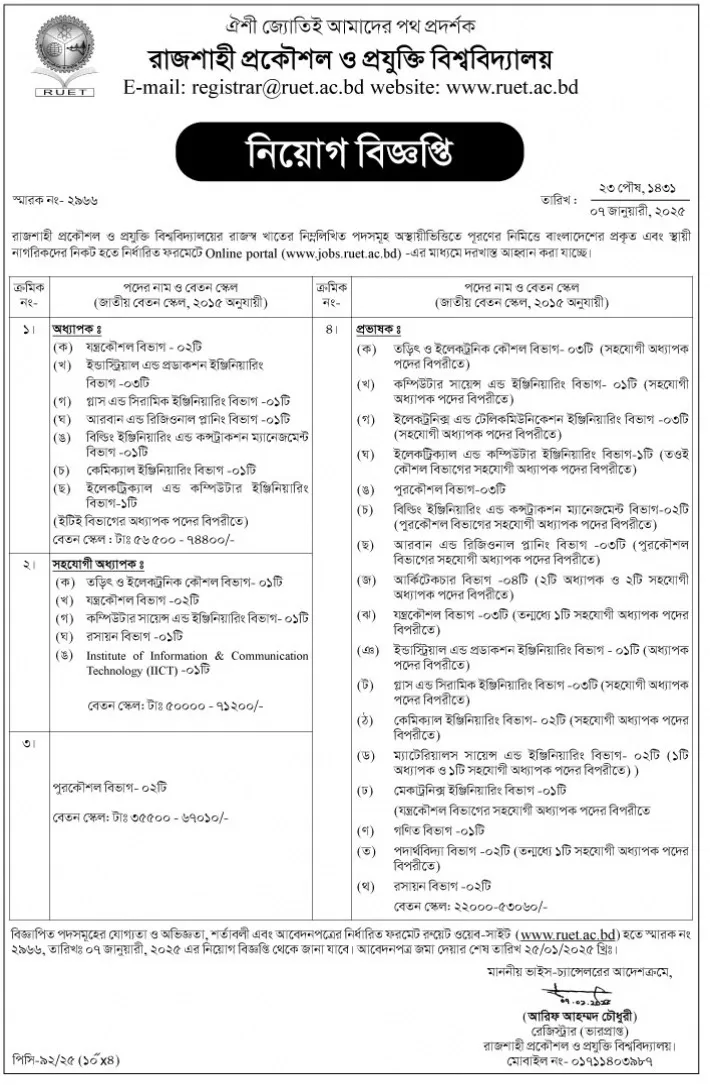 BD Jobs Circular। RU University Job Circular। চাকরির খবর। ১