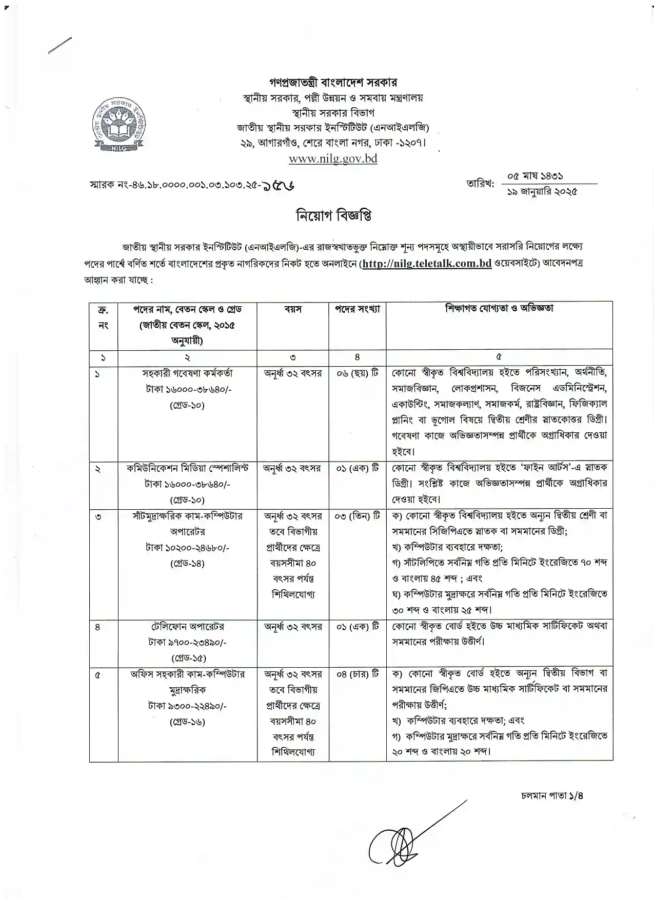 পল্লী উন্নয়ন ও সমবায় মন্ত্রণালয় নিয়োগ। Job Circular 2025 ১