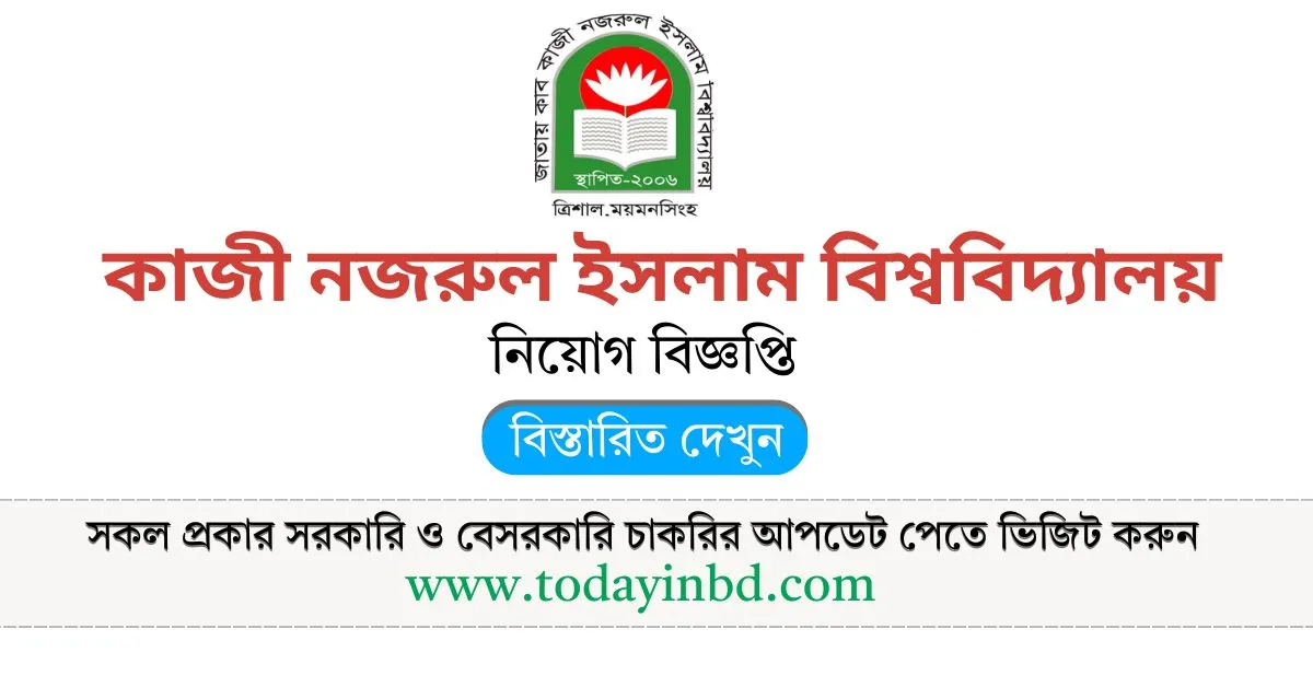 সাপ্তাহিক চাকরির খবর ২০২৫। জাতীয় কবি কাজী নজরুল ইসলাম বিশ্ববিদ্যালয় নিয়োগ বিজ্ঞপ্তি