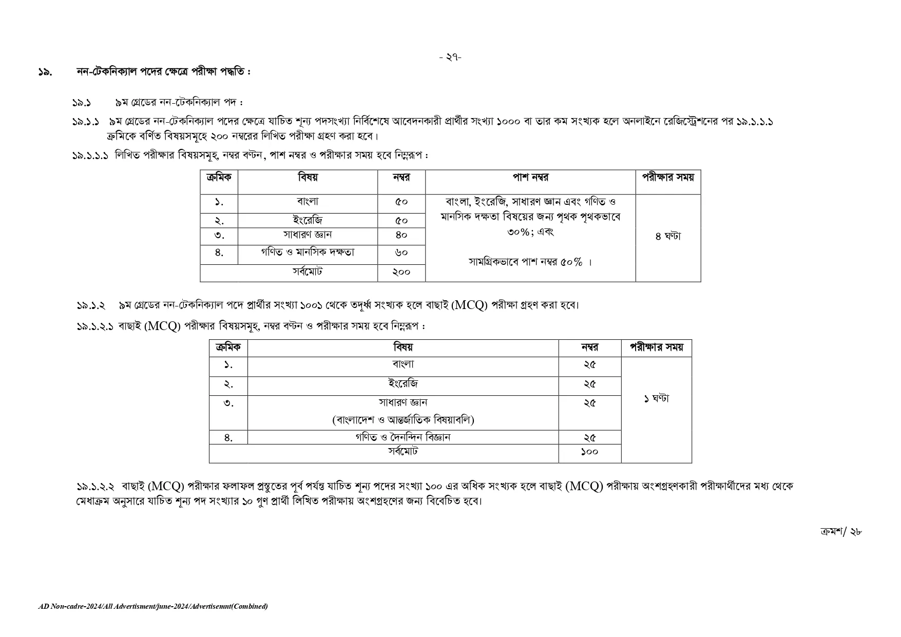 BPSC Circular 2025। সরকারি কর্ম কমিশন নন ক্যাডার নিয়োগ বিজ্ঞপ্তি ২০২৫। 45