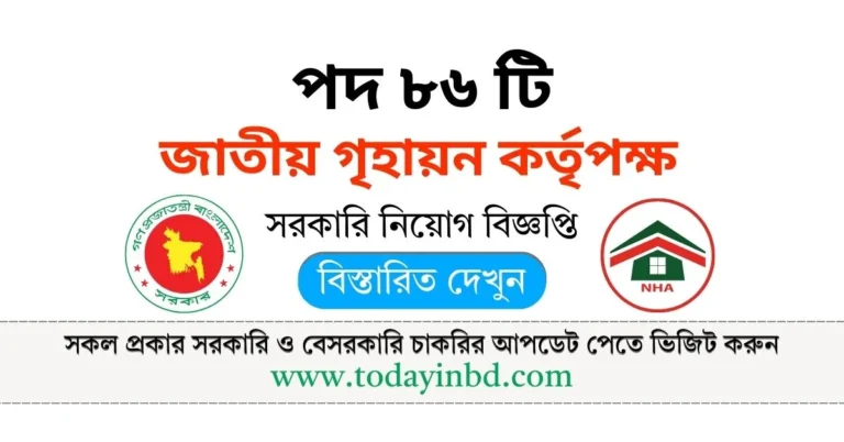 NHA Job Circular 2025। জাতীয় গৃহায়ন কর্তৃপক্ষ নিয়োগ পদ ৮৬ টি।
