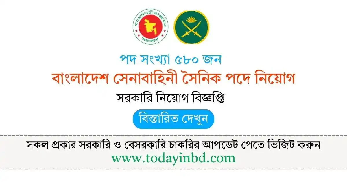 BD Army Job Circular – বাংলাদেশ সেনাবাহিনীতে সৈনিক পদে নিয়োগ বিজ্ঞপ্তি
