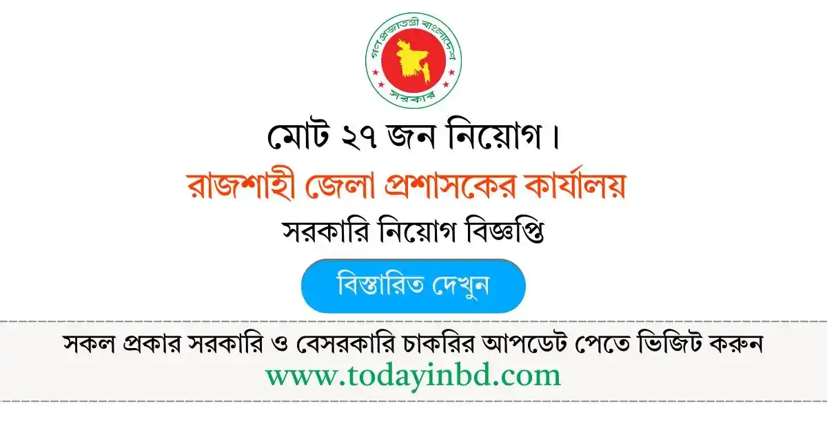 Rajshahi DC Office Job Circular 2025 - Govt Job Circular