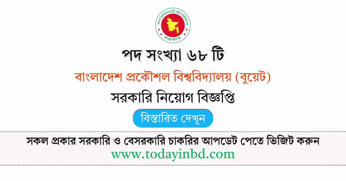 BUET Job Circular 2026-বাংলাদেশ প্রকৌশল বিশ্ববিদ্যালয় (বুয়েট) নিয়োগ বিজ্ঞপ্তি ২০২৬।