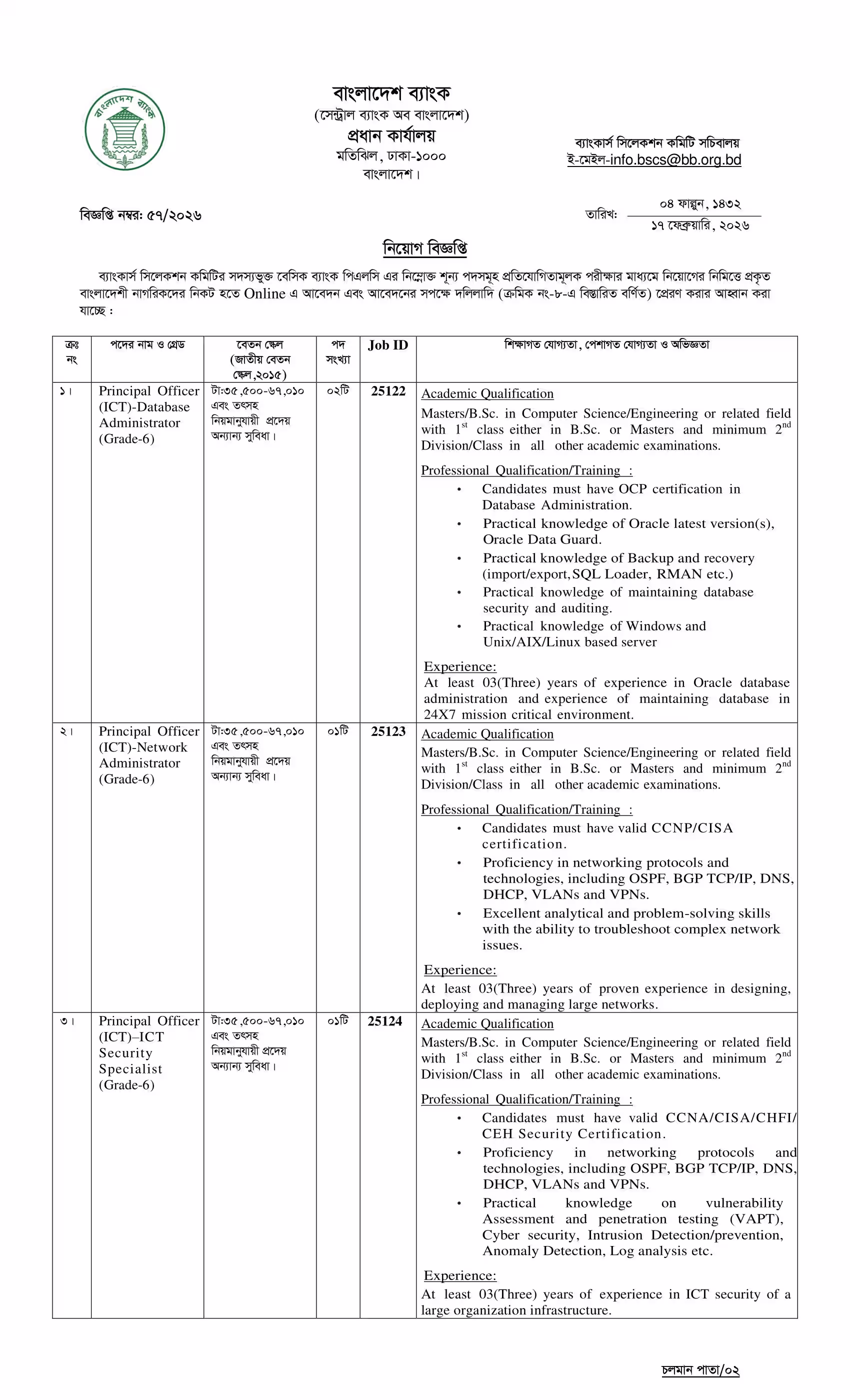 Bangladesh Bank Job Circular 2026-বাংলাদেশ ব্যাংক নিয়োগ বিজ্ঞপ্তি-01