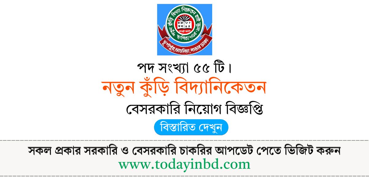 নতুন কুঁড়ি বিদ্যানিকেতন শিক্ষক নিয়োগ বিজ্ঞপ্তি ২০২৬-বেসরকারি চাকরির খবর।