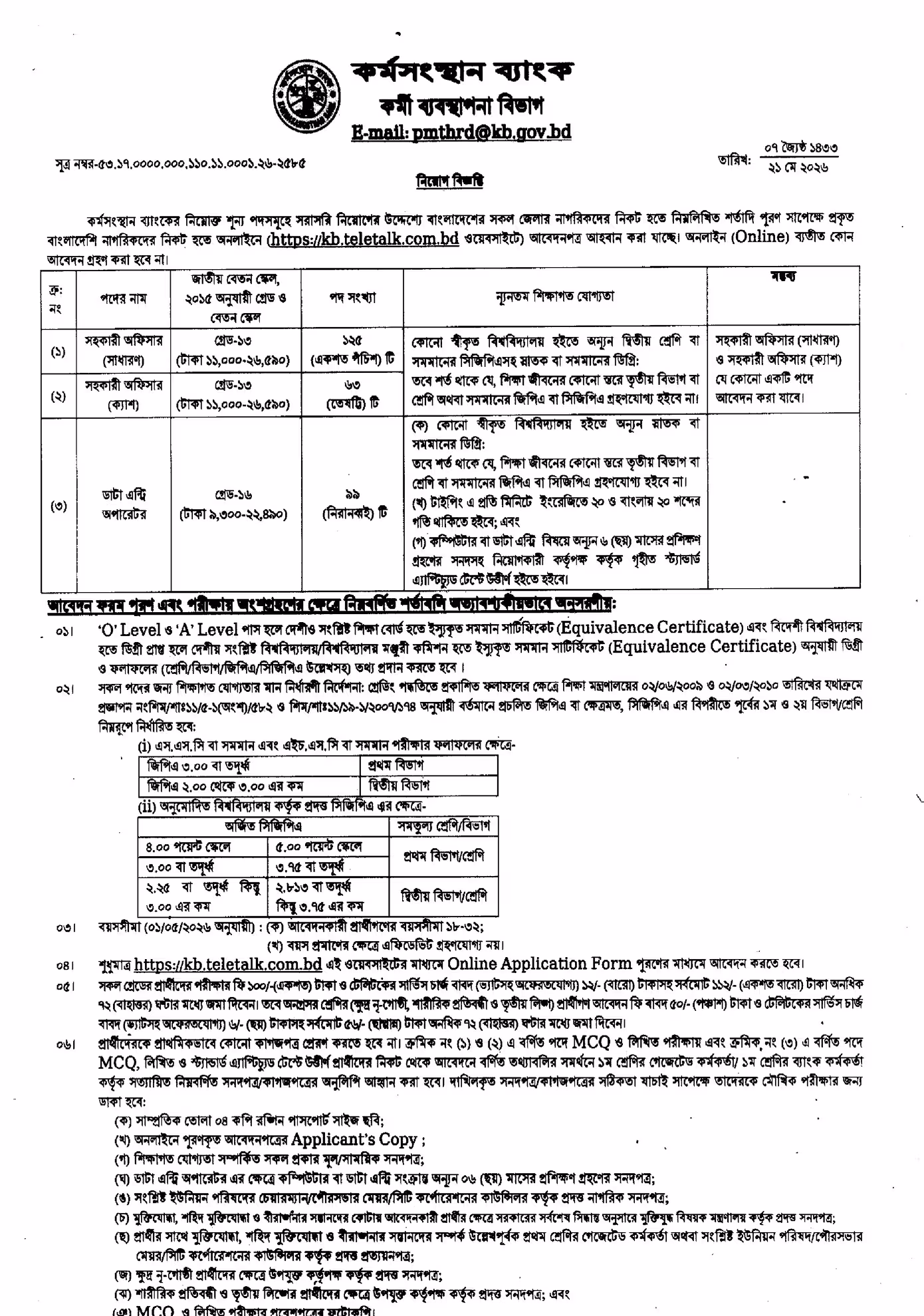 Karmasangsthan Bank Job Circular 2026। 1