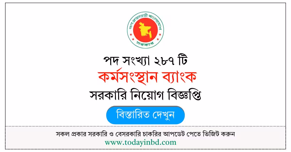 Karmasangsthan Bank Job Circular 2026-২৮৭ পদে কর্মসংস্থান ব্যাংক নিয়োগ বিজ্ঞপ্তি ২০২৬।