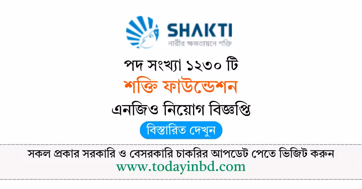 Shakti Foundation Job Circular 2026-শক্তি ফাউন্ডেশন নিয়োগ বিজ্ঞপ্তি ২০২৬।