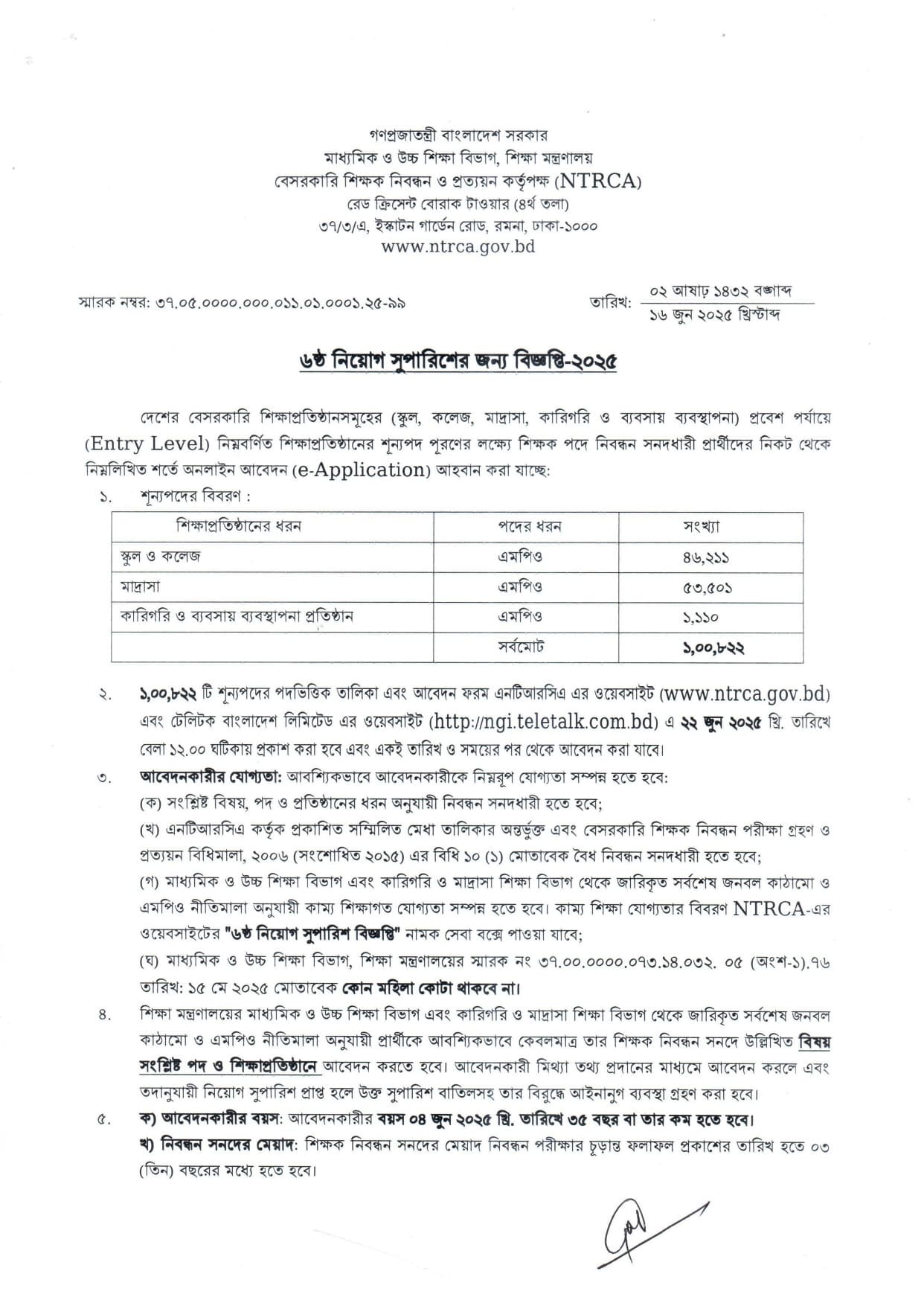 ntrca job circular 2025 100822 vacancies 1