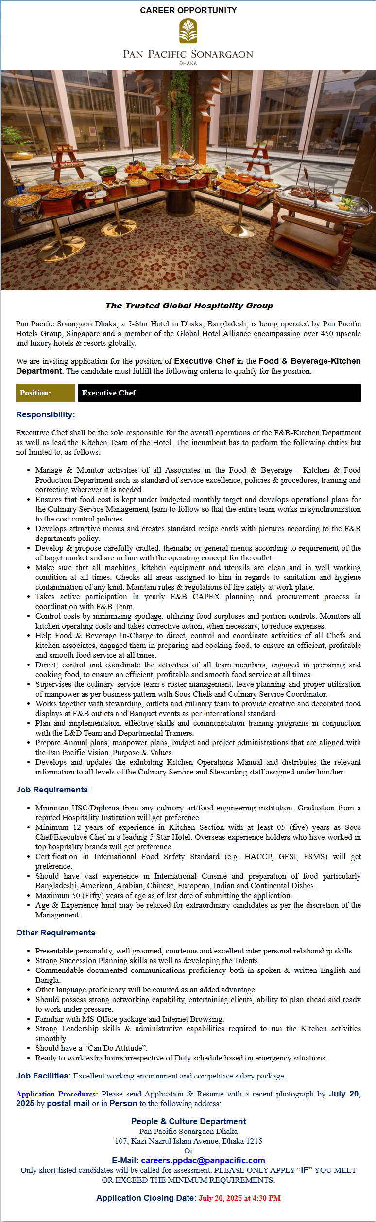 pan pacific sonargaon dhaka job circular 1
