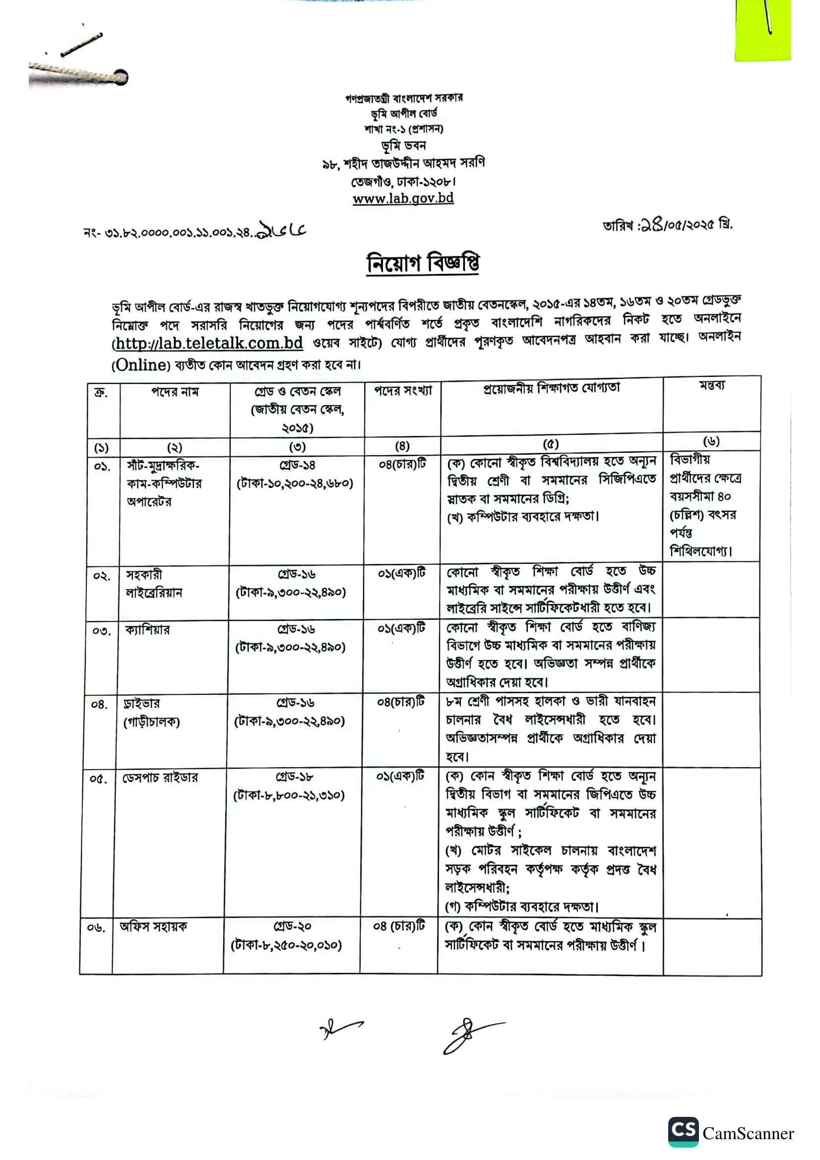 vumi appeal board job circular 2