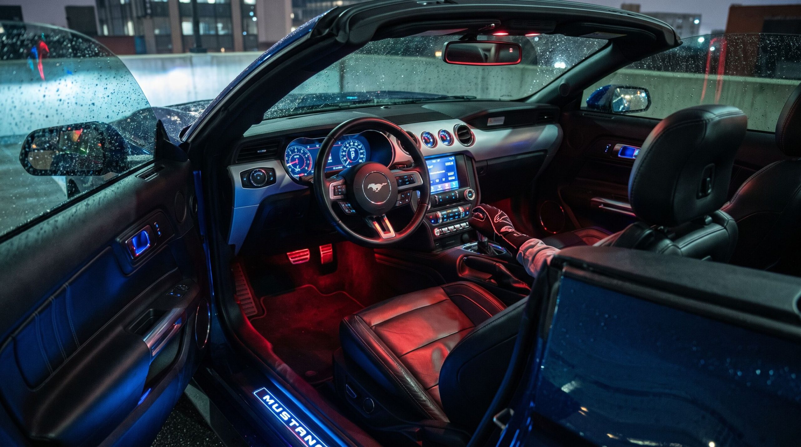 Mustang convertible cabin at night scaled